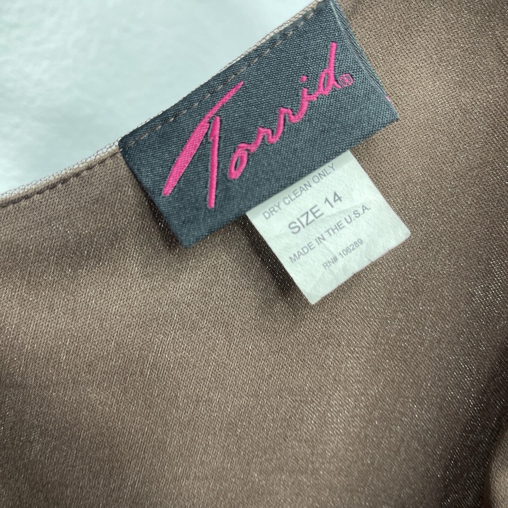 Vtg Torrid Brown Tulle Fit and Flare Dress‎ Size 14 - Picture 14 of 16